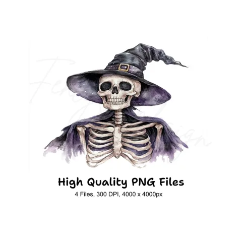 Spooky Skeleton Witch Clipart Bundle