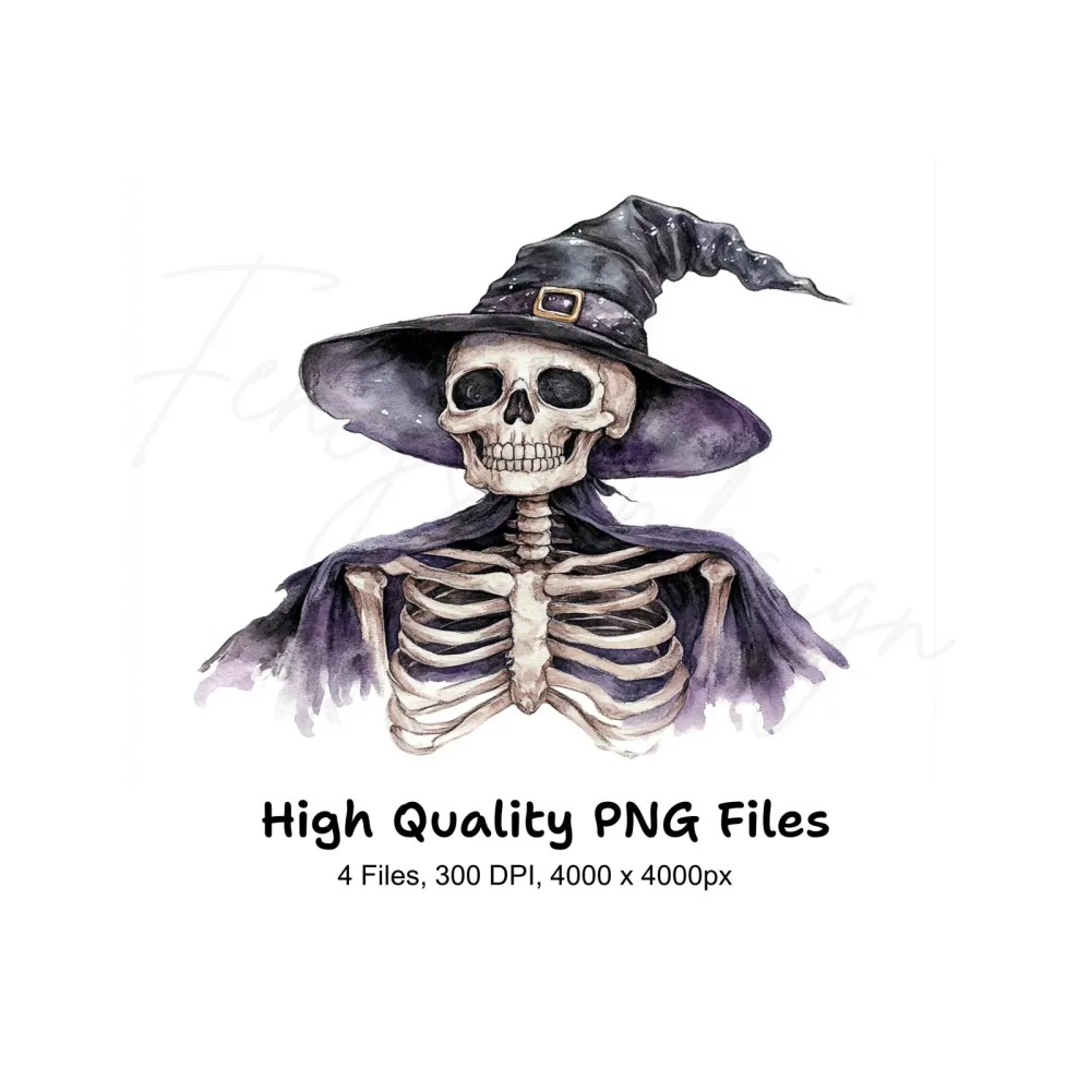 Spooky Skeleton Witch Clipart Bundle