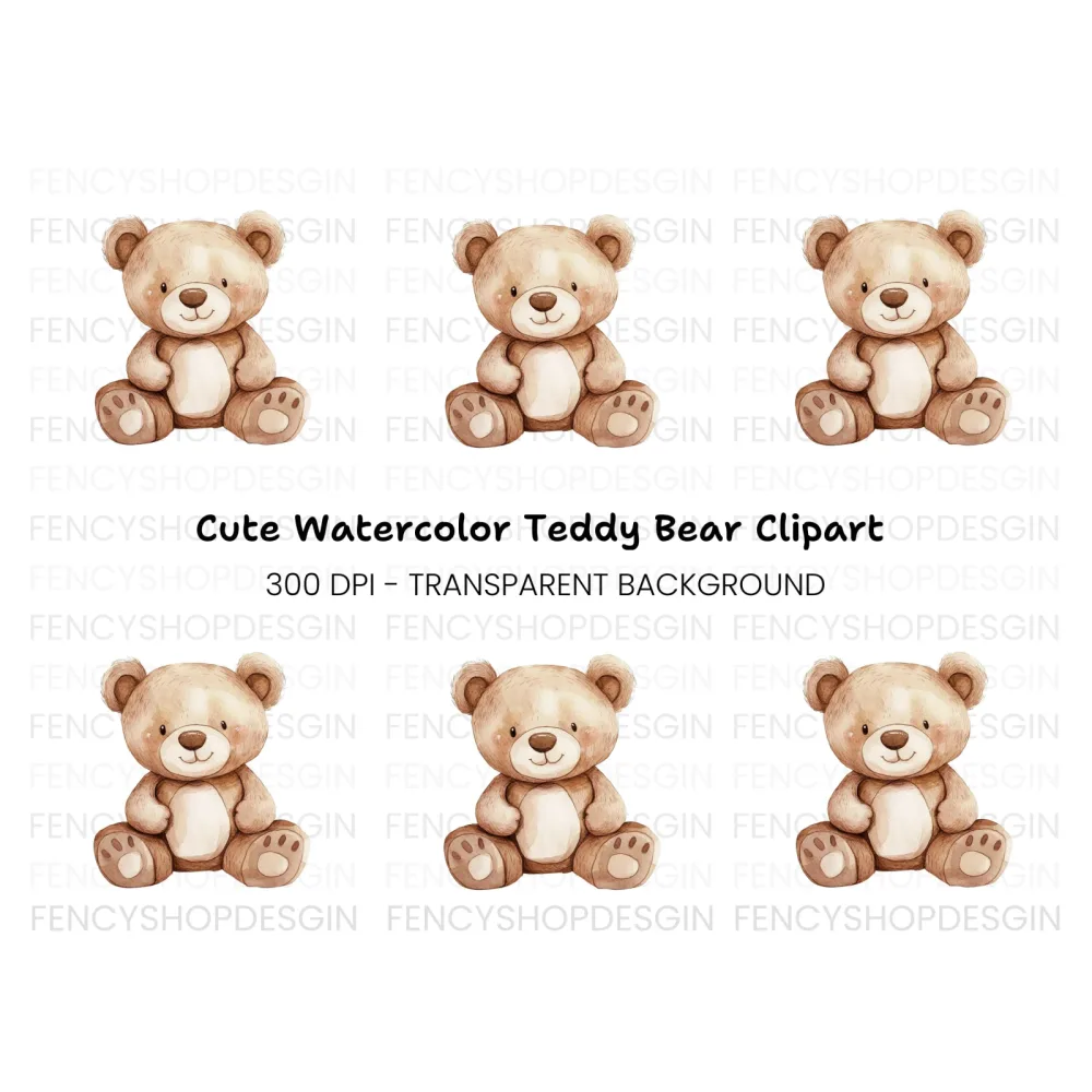 Cute Teddy Bear Clipart Bundle
