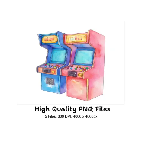 Retro Arcade Machine Clipart Bundle