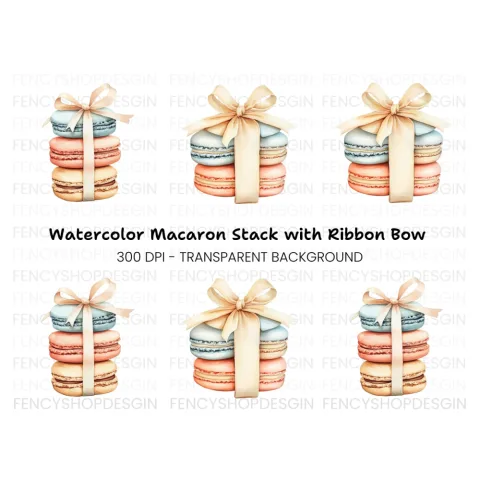 Stacked Macaron Gift Clipart Bundle