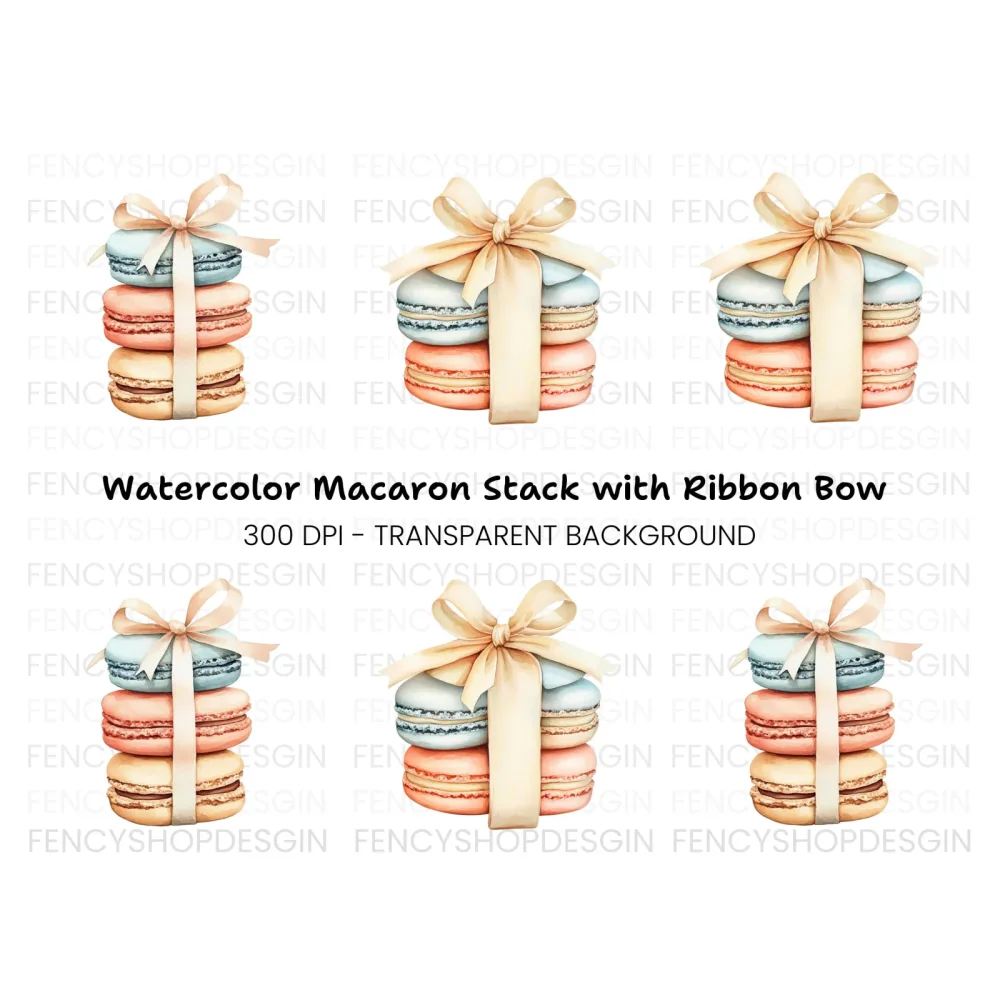 Stacked Macaron Gift Clipart Bundle