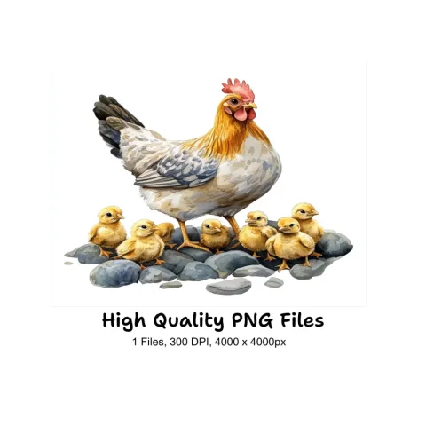 Hen and Chicks Clipart Bundle