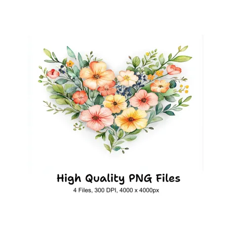 Floral Heart Clipart Bundle