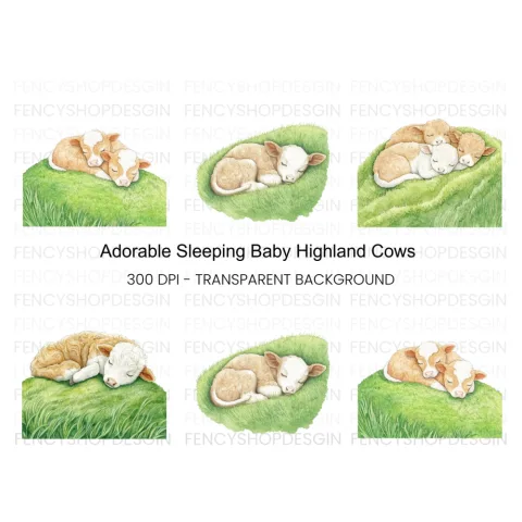 Cute Sleeping Calves Clipart Bundle