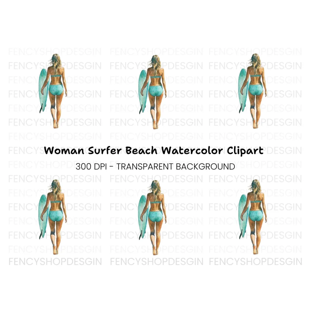 Surfer Girl Beach Vibes Clipart Bundle