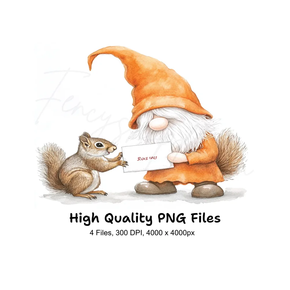 Gnomes and Squirrels with Letters Clipart Bundle
