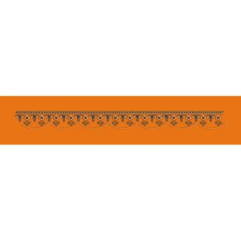 Scalloped Blue and Orange Border Embroidery Design