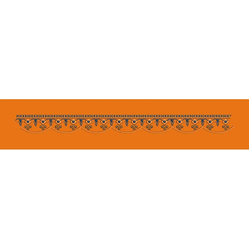 Scalloped Blue and Orange Border Embroidery Design