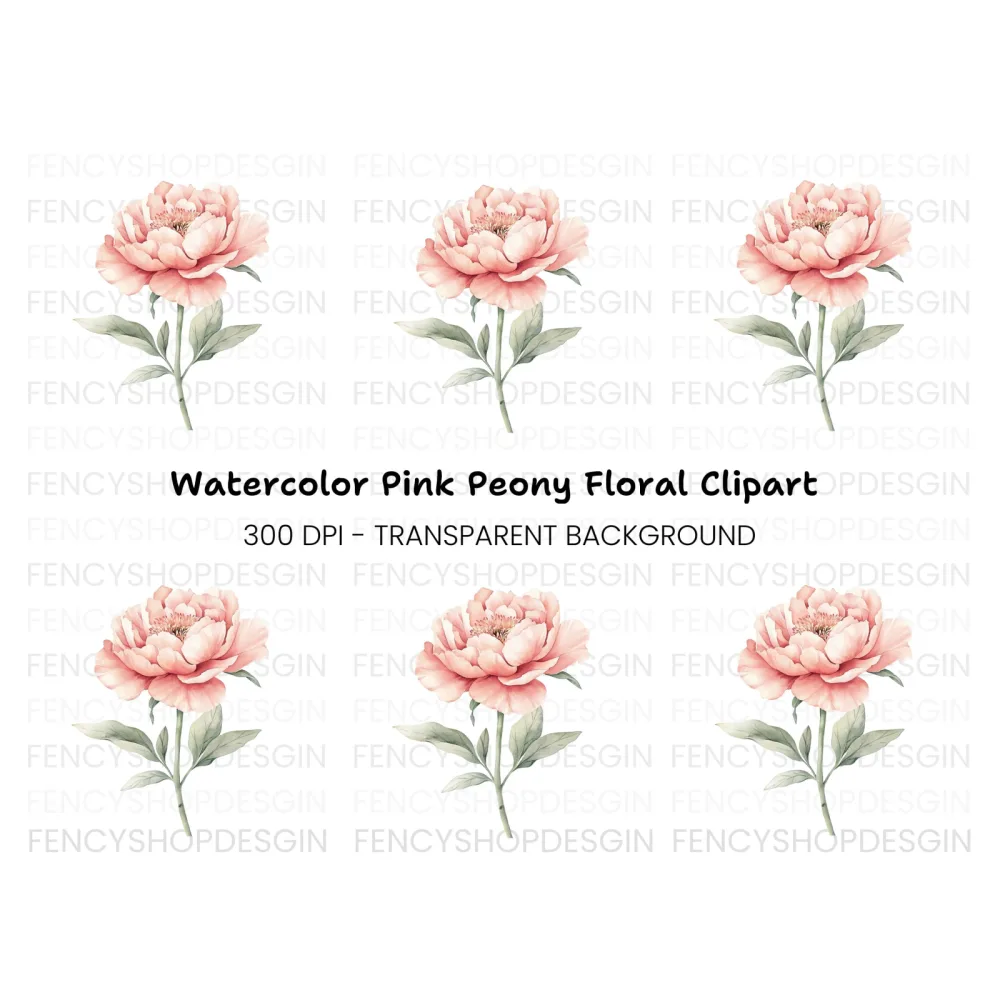 Elegant Pink Peony Clipart Bundle