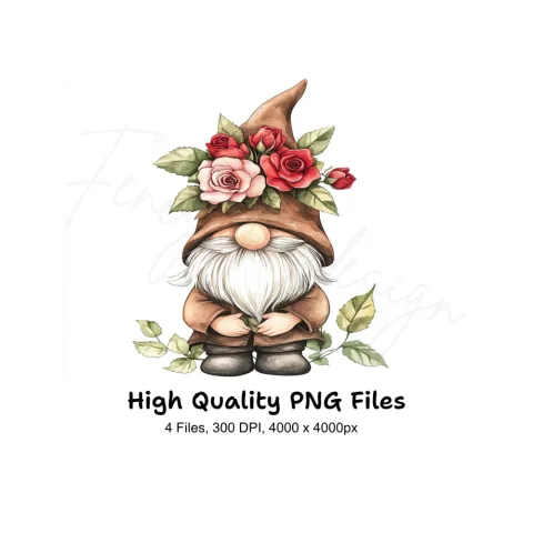 Charming Floral Gnomes Clipart Bundle