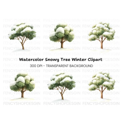 Winter Trees Clipart Bundle
