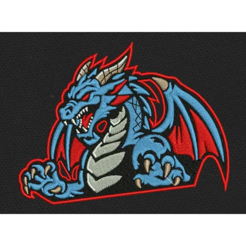 Dragon Mascot Blue Embroidery Design