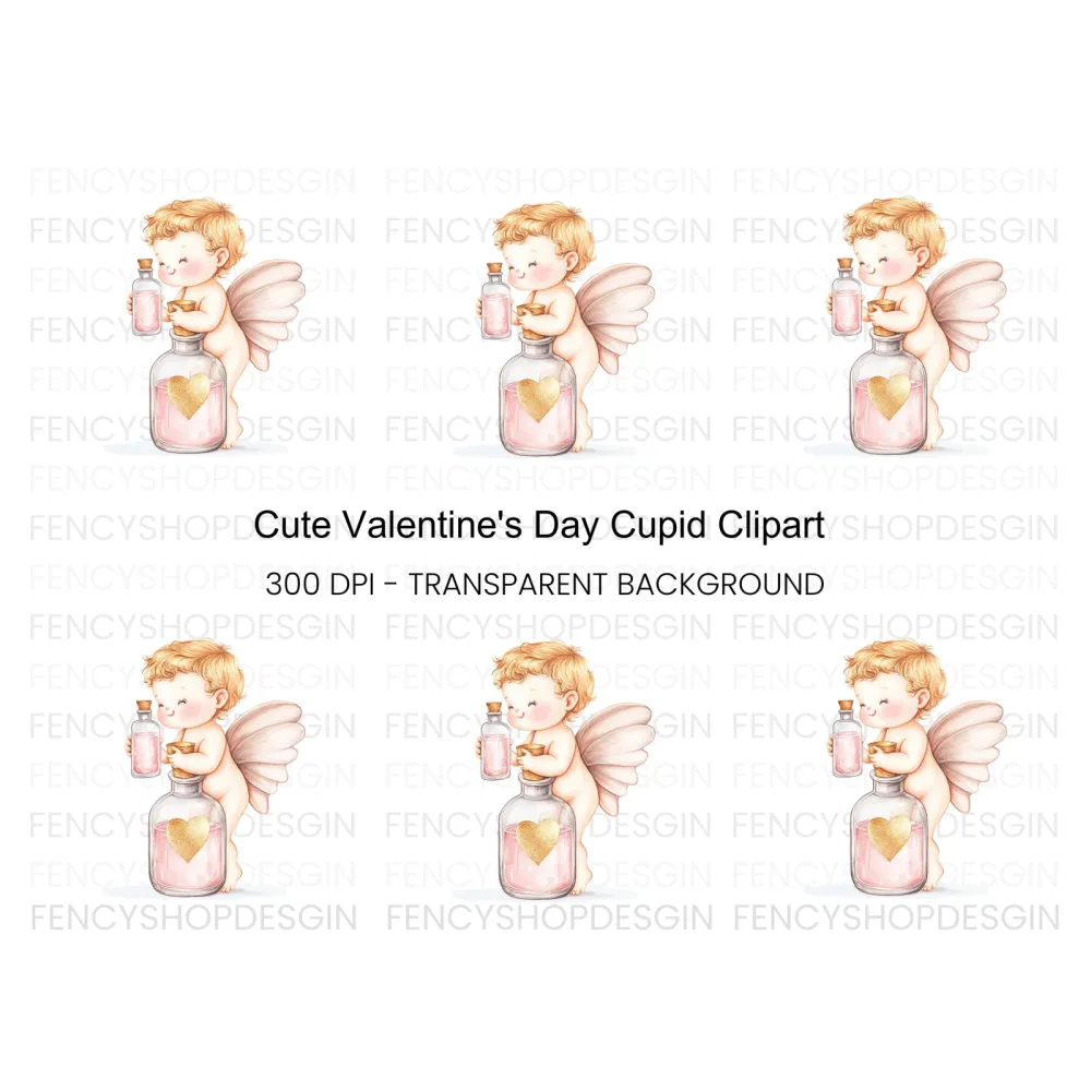 Cute Cupid Love Potion Clipart Bundle