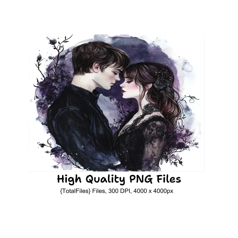 Dark Fantasy Love Story Illustrations Clipart Bundle