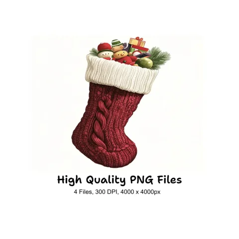Christmas Stockings Filled With Gifts Clipart Bundle
