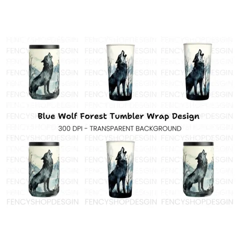 Howling Wolf Tumbler Clipart Bundle