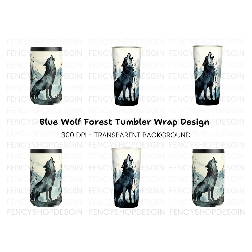 Howling Wolf Tumbler Clipart Bundle