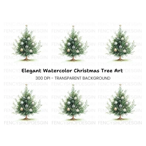 Elegant Christmas Tree Clipart Bundle