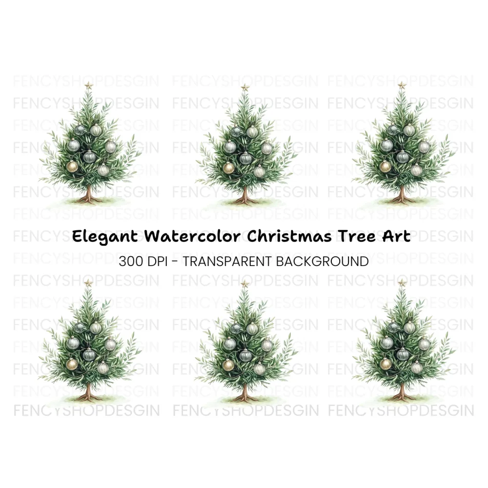 Elegant Christmas Tree Clipart Bundle