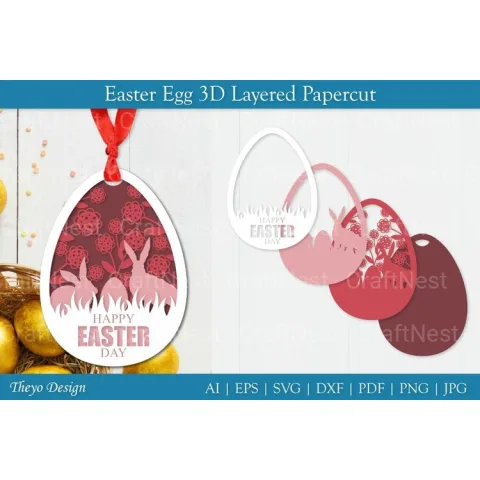 Easter Egg Layered Papercut SVG Bundle
