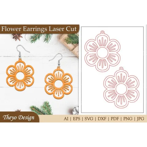 Earrings Lasercut Flower SVG Bundle