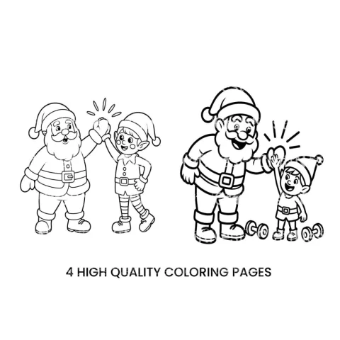 Santa and Elf High Five Coloring Books