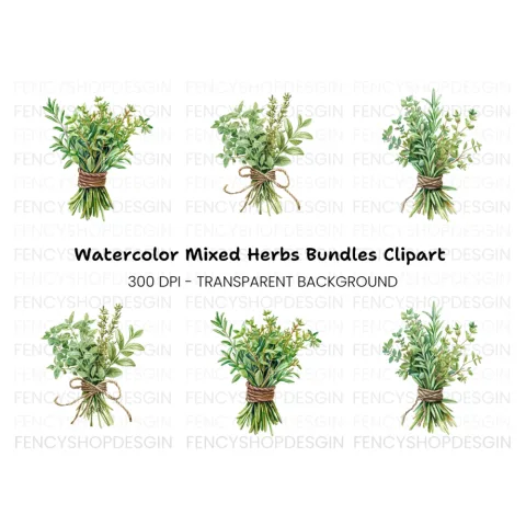 Herb Bouquets Clipart Bundle