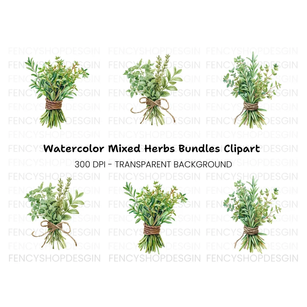 Herb Bouquets Clipart Bundle