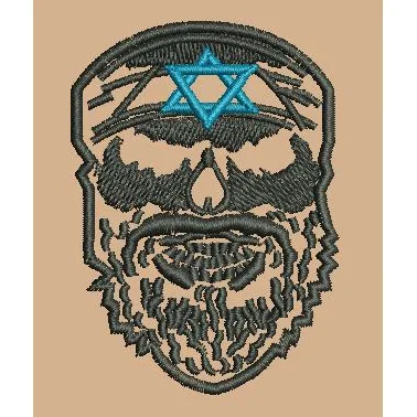 Hexagram Bearded Skull Icon Embroidery Design
