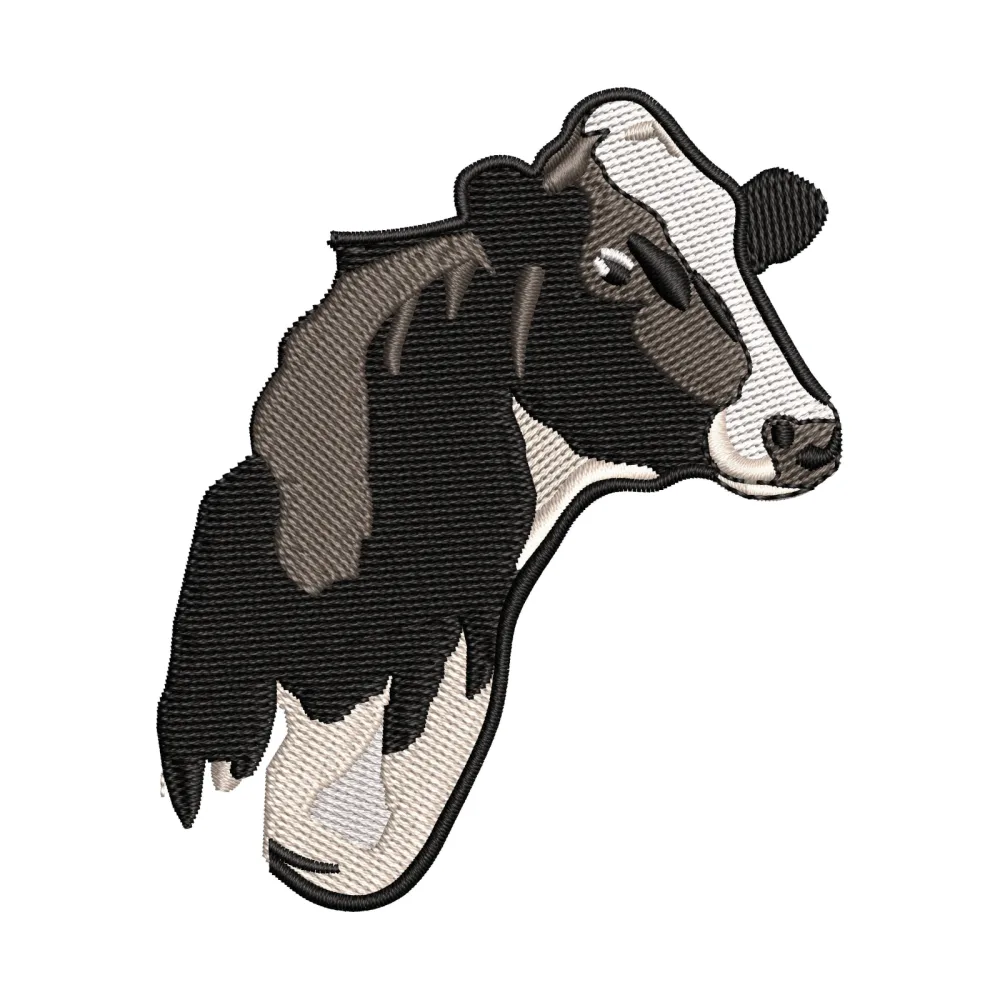 Black Cow Head Embroidery Design