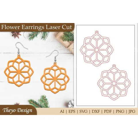 Lasercut Flower Earrings SVG Bundle