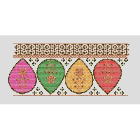 Multi Color Mango Motif Border Embroidery Design