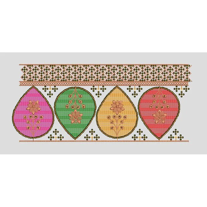 Multi Color Mango Motif Border Embroidery Design