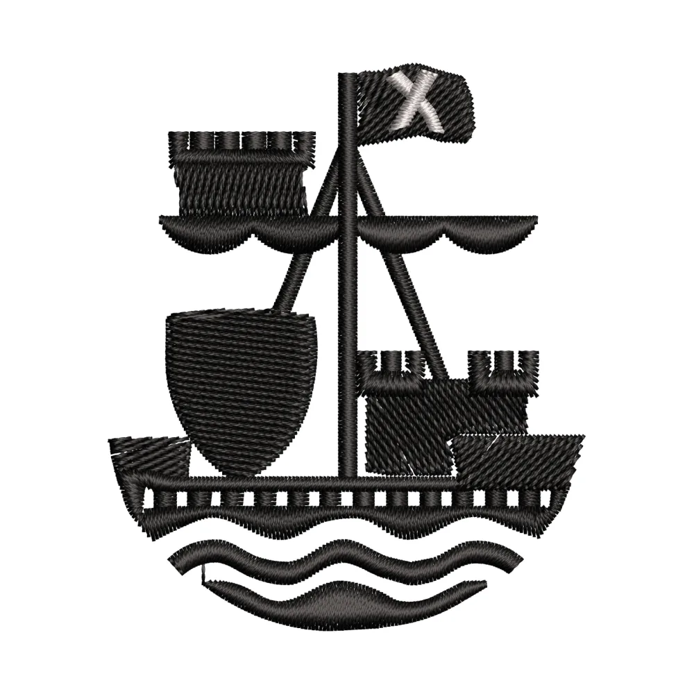 Cross Ships Embroidery Design