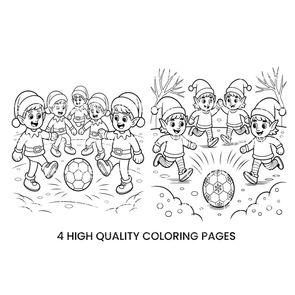 Christmas Elf Soccer Fun Coloring Books