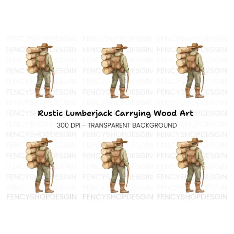 Lumberjack Carrying Logs Clipart Bundle