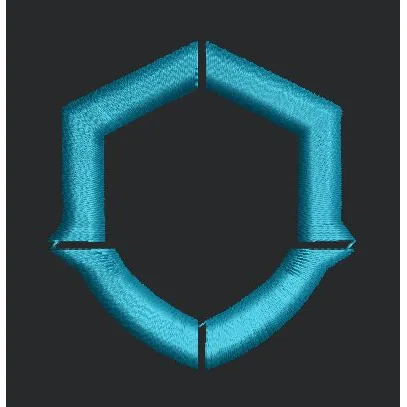 Cyan Hexagonal Shield Outline Embroidery Design