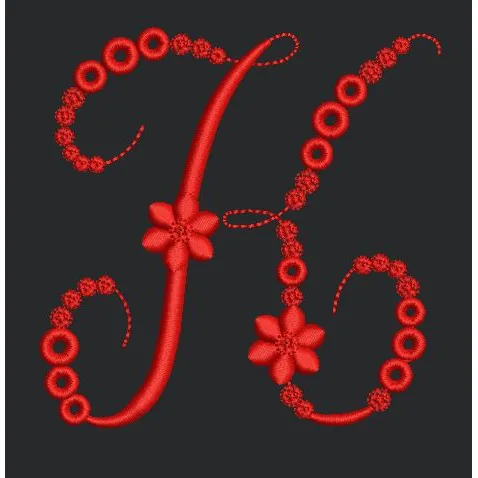Floral Red Colour Embroidery Design