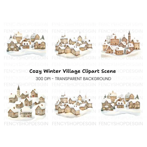Winter Village Clipart Bundle