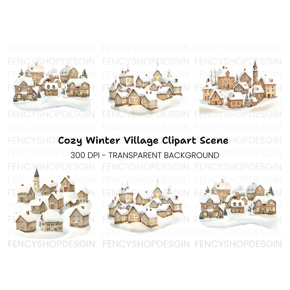 Winter Village Clipart Bundle