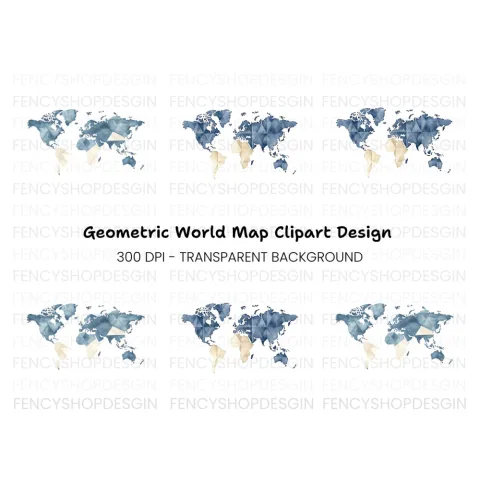 Geometric World Map Clipart Bundle