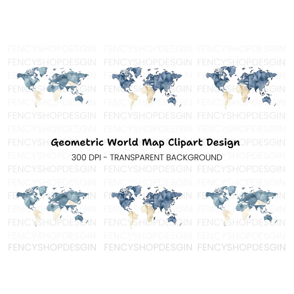 Geometric World Map Clipart Bundle