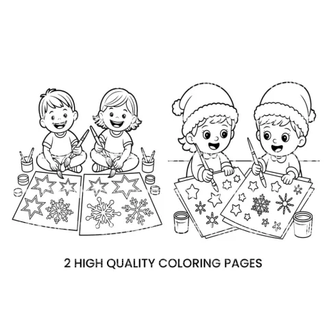 Kids Painting Christmas Decorations Coloring Books