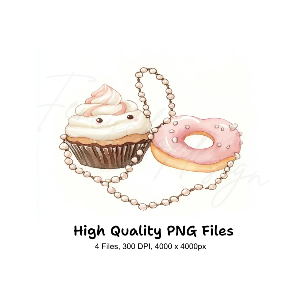 Cute Dessert with Pearl Beads Clipart Bundle