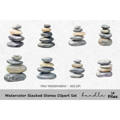 Stacked Stones Clipart Bundle