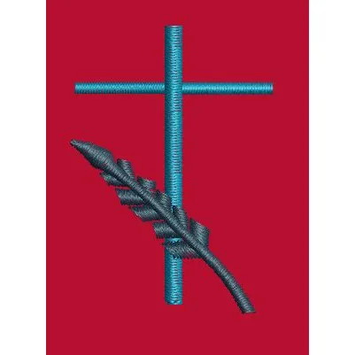 Cross and Feather Symbolic Embroidery Design