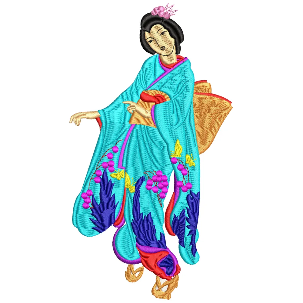 China Girl Dancing Embroidery Design