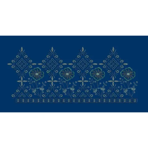 Diamond Lattice and Daisy Border Embroidery Design
