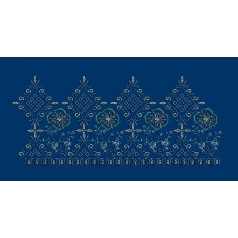 Diamond Lattice and Daisy Border Embroidery Design